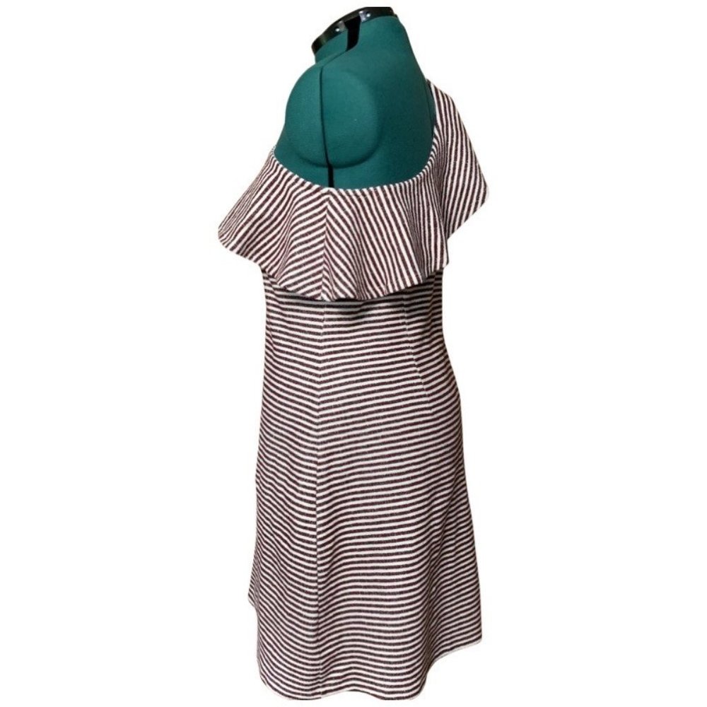 LOFT Stripped One Shoulder Ruffle Dress (16) - Picture 4 of 6